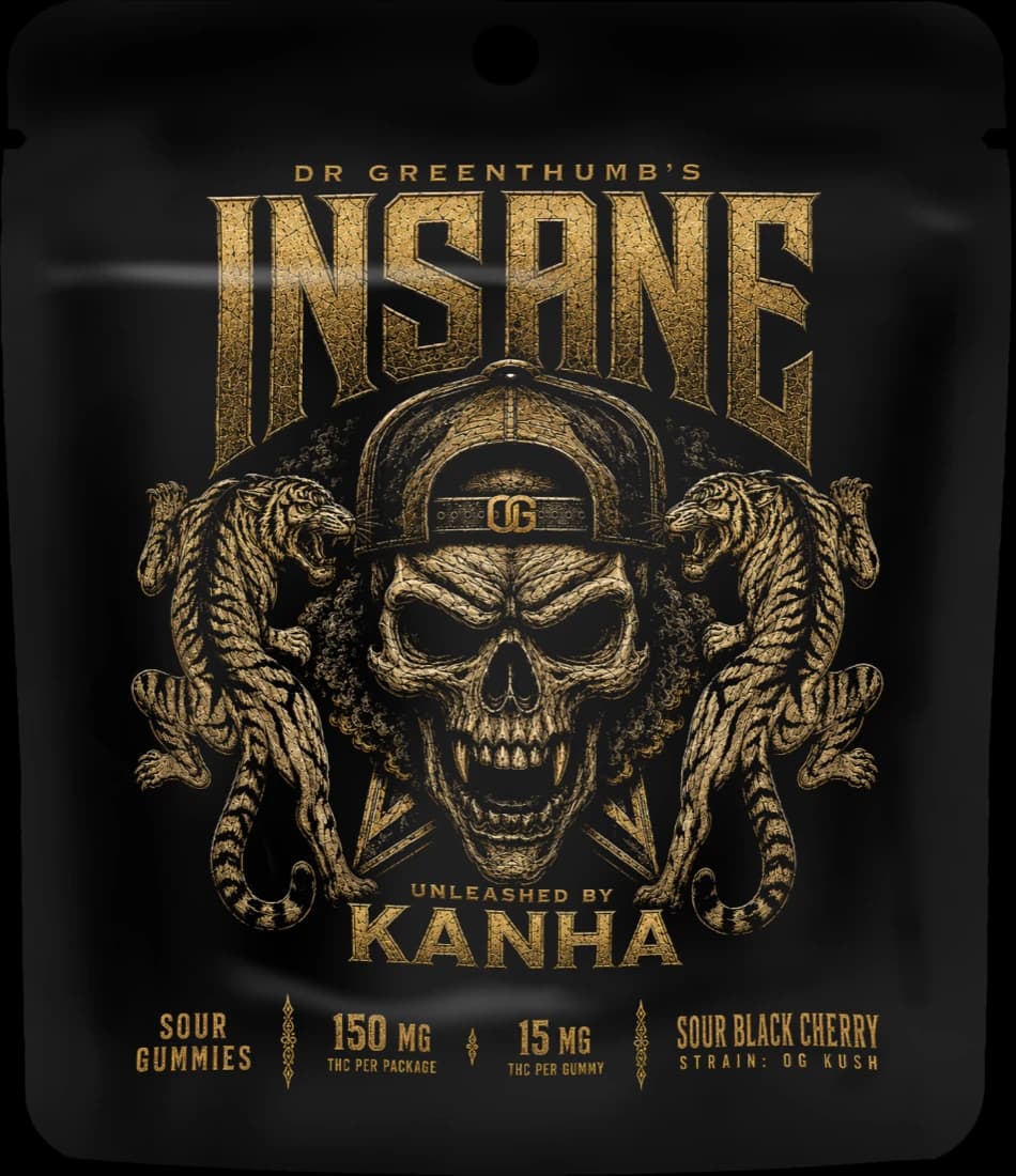 INSANE by KANHA — Sour Black Cherry pouch (front)